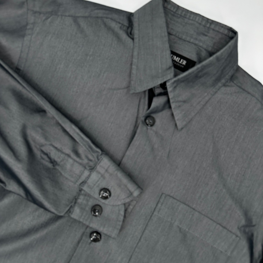 BAUMLER Men's Long‎ Sleeve Dress Shirt Gray Size M Button Up Pocket